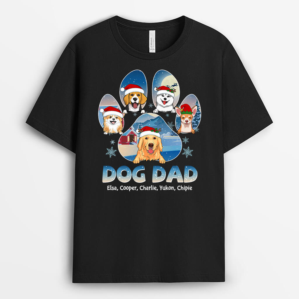 Personalized Dog Dad Christmas T-shirt