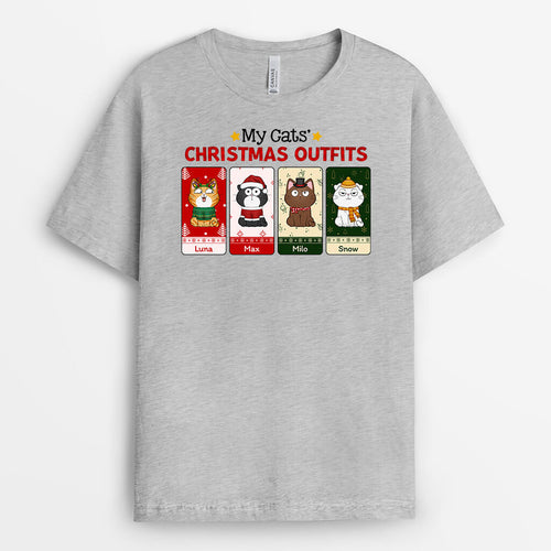 Cats' Outfits - Personalized Vintage Christmas T-Shirts for Cat Lovers