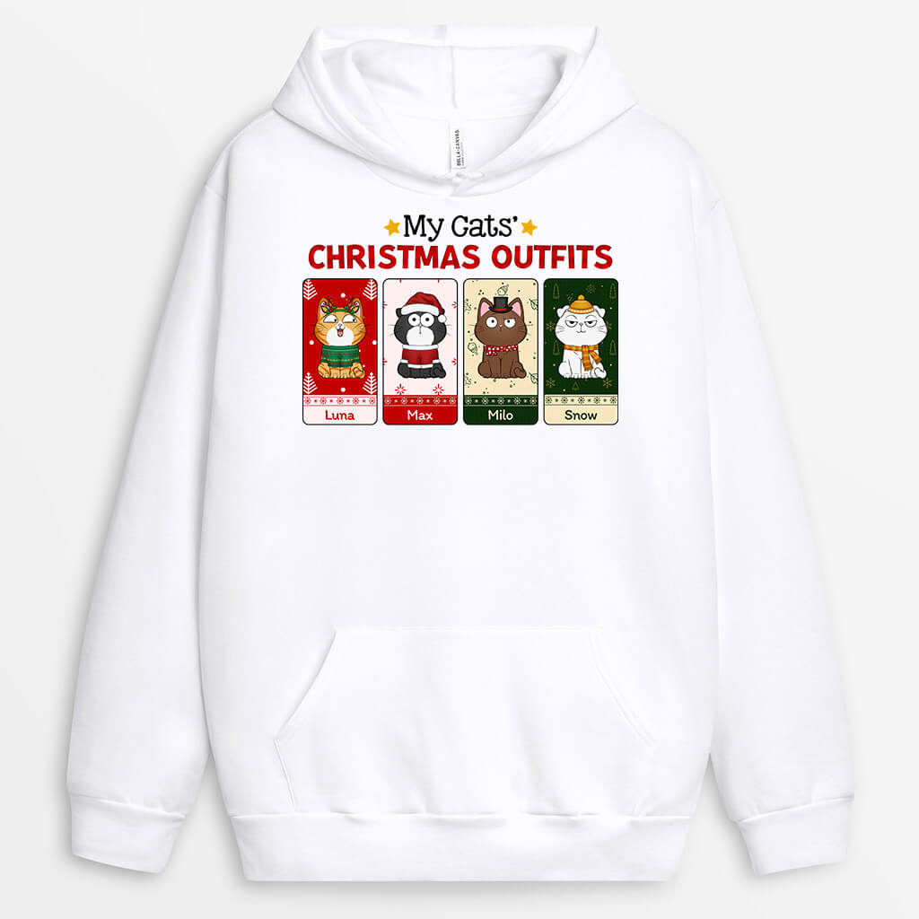 Personalized My Cats' Christmas Outfits Hoodie