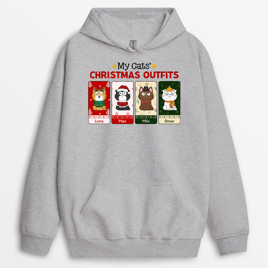 Personalized My Cats' Christmas Outfits Hoodie