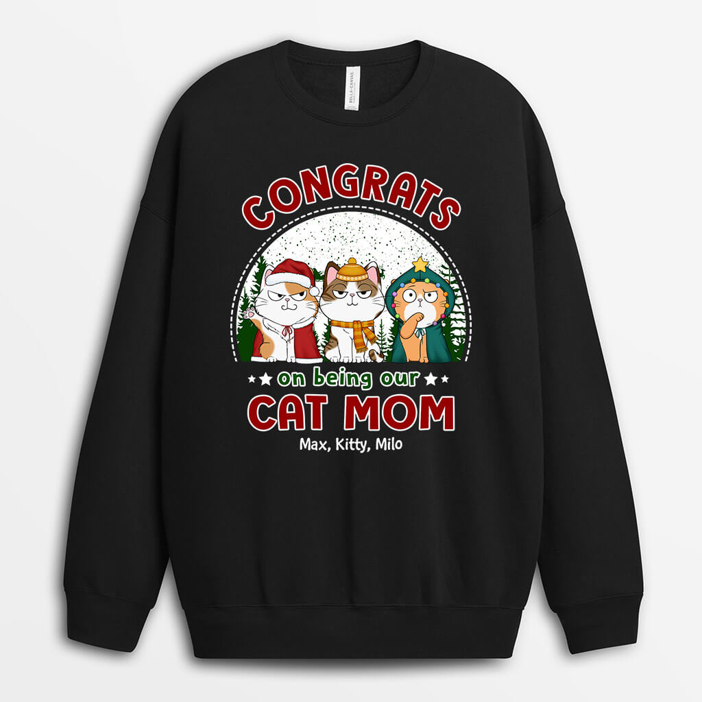 Congrats On Being Our Cat Mom/Dad | Christmas Sweatshirt for Cat Lovers