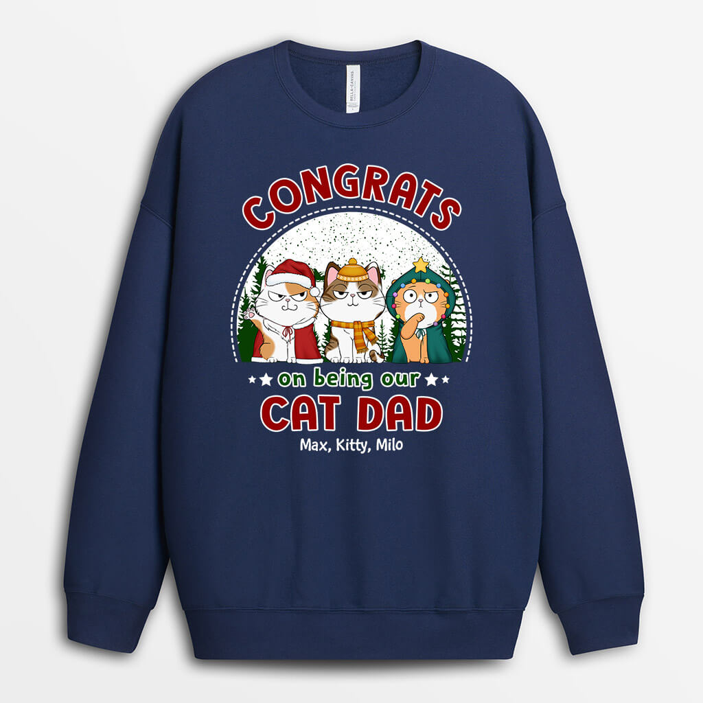 Congrats On Being Our Cat Mom/Dad | Christmas Sweatshirt for Cat Lovers
