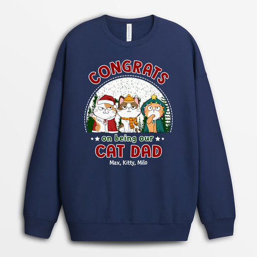 Congrats On Being Our Cat Mom/Dad | Christmas Sweatshirt for Cat Lovers