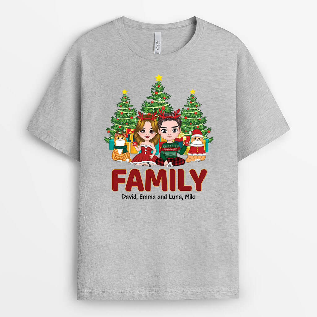 Personalized Family With Cats T-shirt