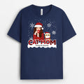 Cat Mom Red Patterned - Customized Christmas Themed T Shirts for Cat Lovers