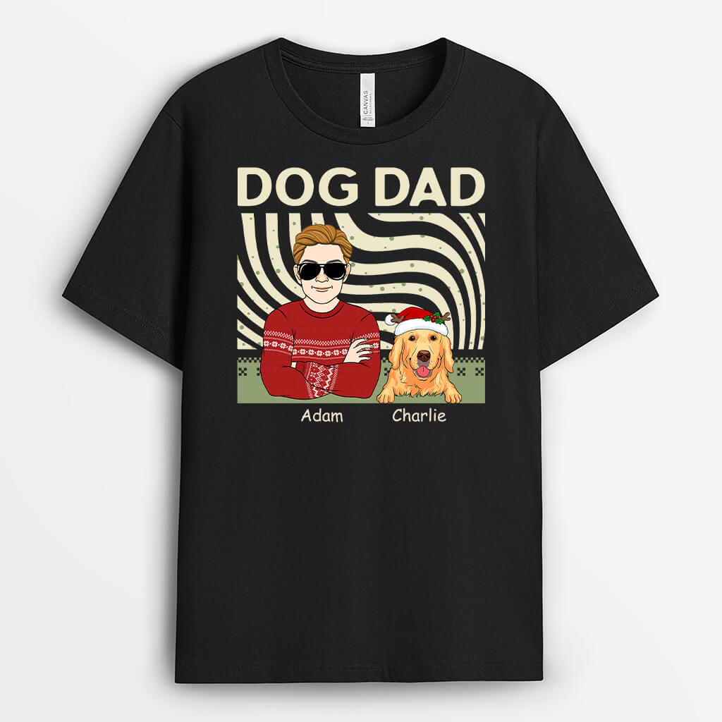 Dog Dad | Personalized Vintage Christmas Shirts for Dog Lovers