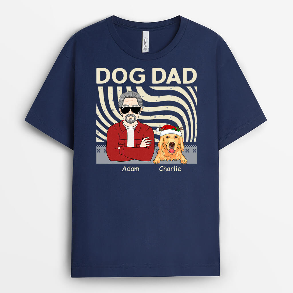Dog Dad | Personalized Vintage Christmas Shirts for Dog Lovers
