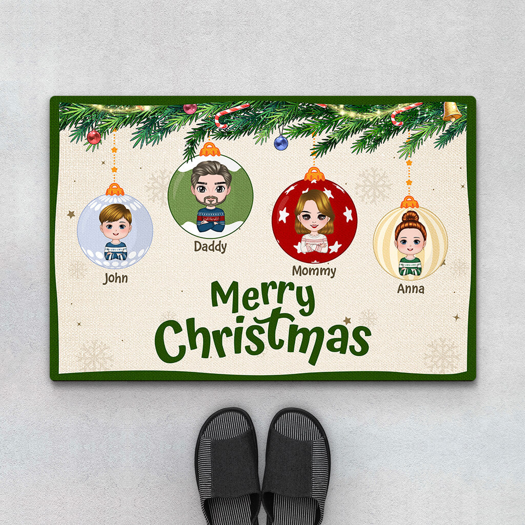 Personalized Family Merry Christmas Doormat