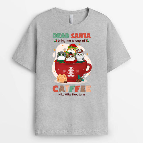 Dear Santa Bring Me Catffee | Personalized Christmas Graphic Tee for Cat Lovers