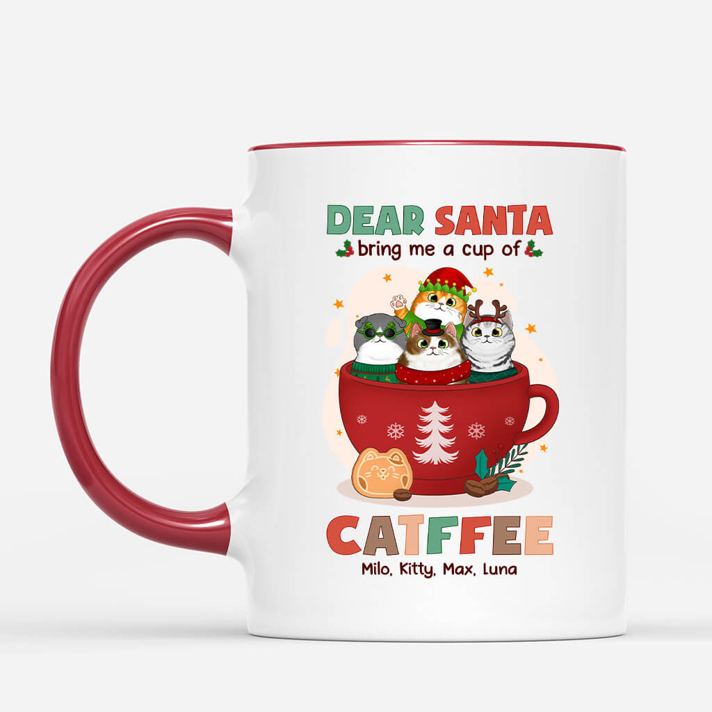 Dear Santa Bring Me Catffee - Cat Personalized Mug for Xmas