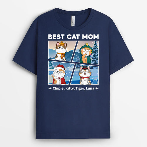 Best Cat Dad/Mom | Custom Merry Xmas T Shirt for Cat Lovers