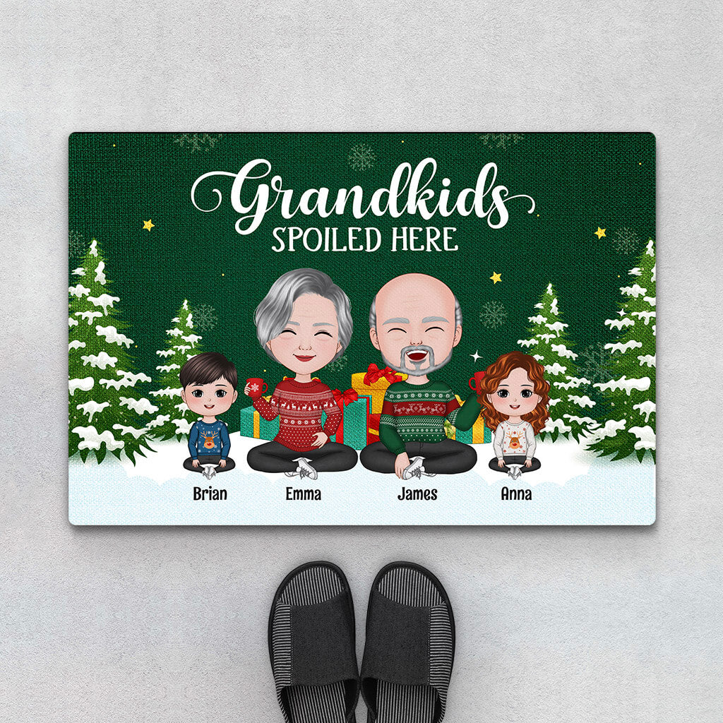Personalized Grandkids Spoiled Here Doormat