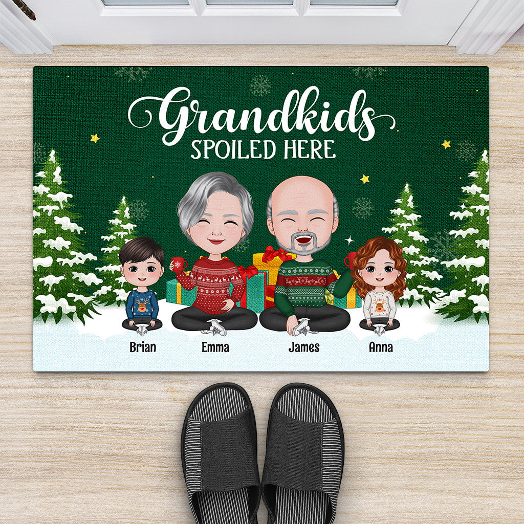 Personalized Grandkids Spoiled Here Doormat
