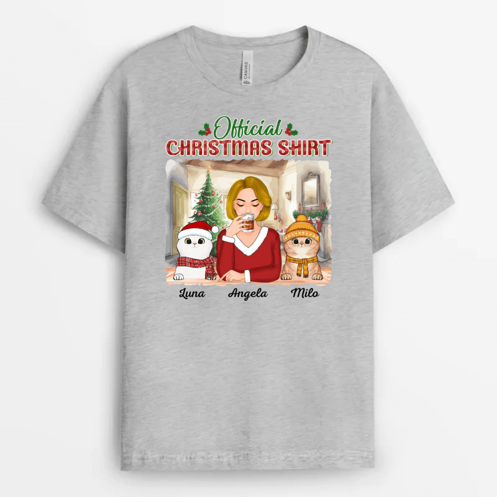 Personalized Official Christmas Outfit Cat T-shirt