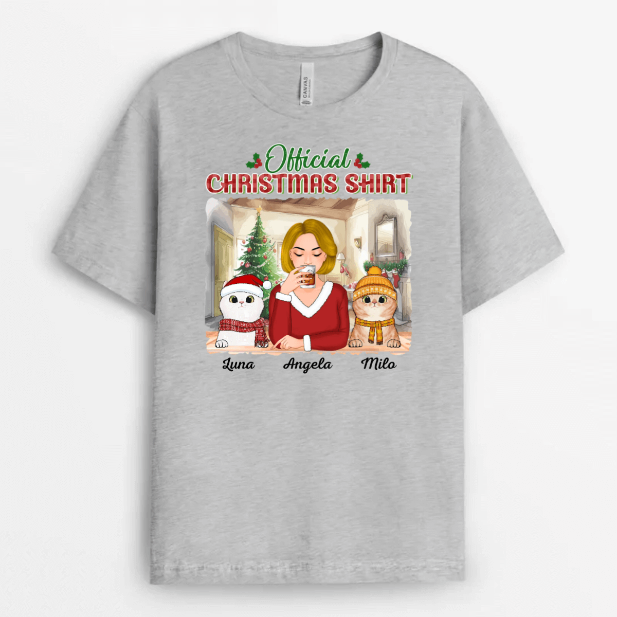 Personalized Official Christmas Outfit Cat T-shirt