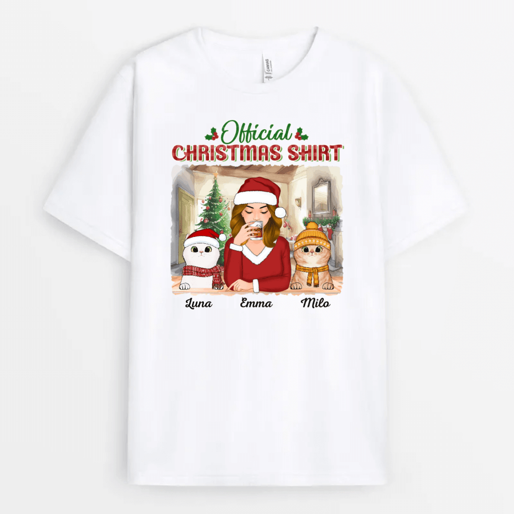 Personalized Official Christmas Outfit Cat T-shirt