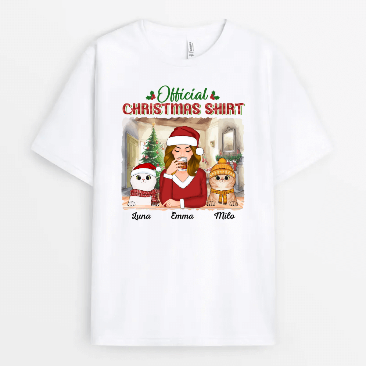 Personalized Official Christmas Outfit Cat T-shirt