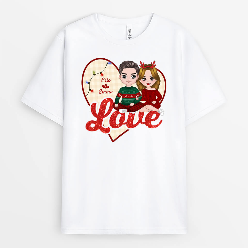 Love - Custom Couple Shirts - Personalized Merry Christmas T Shirt