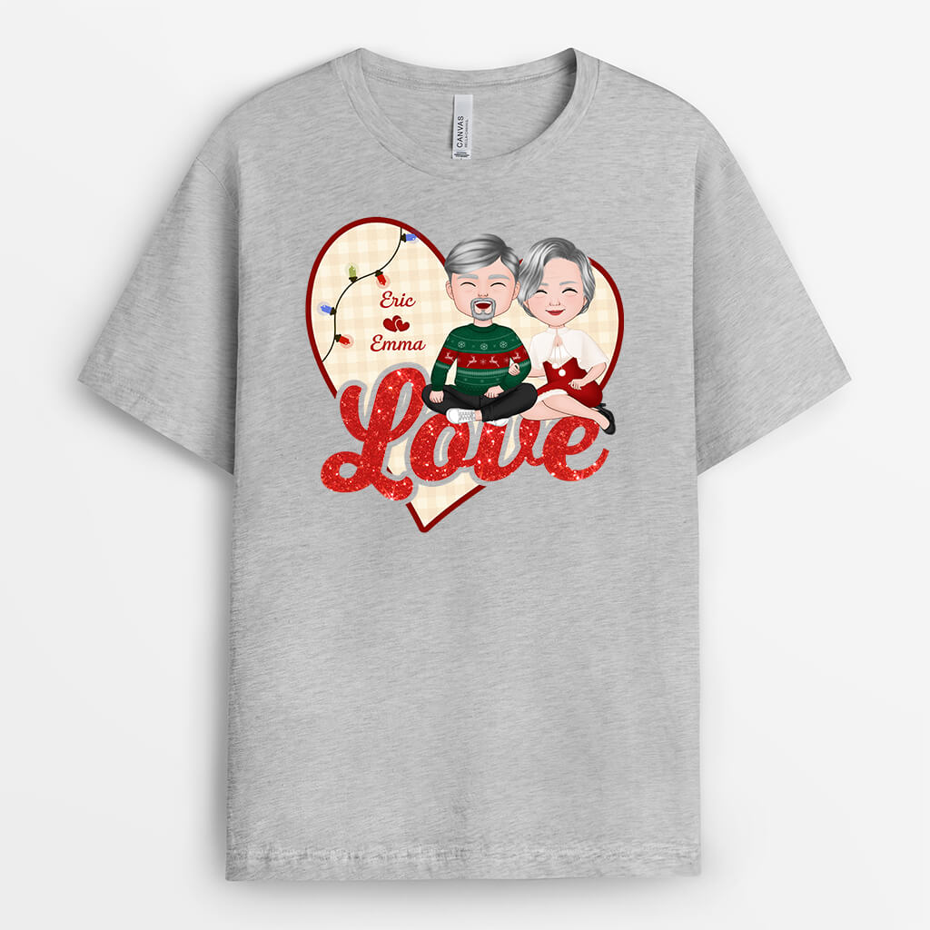 Love - Custom Couple Shirts - Personalized Merry Christmas T Shirt