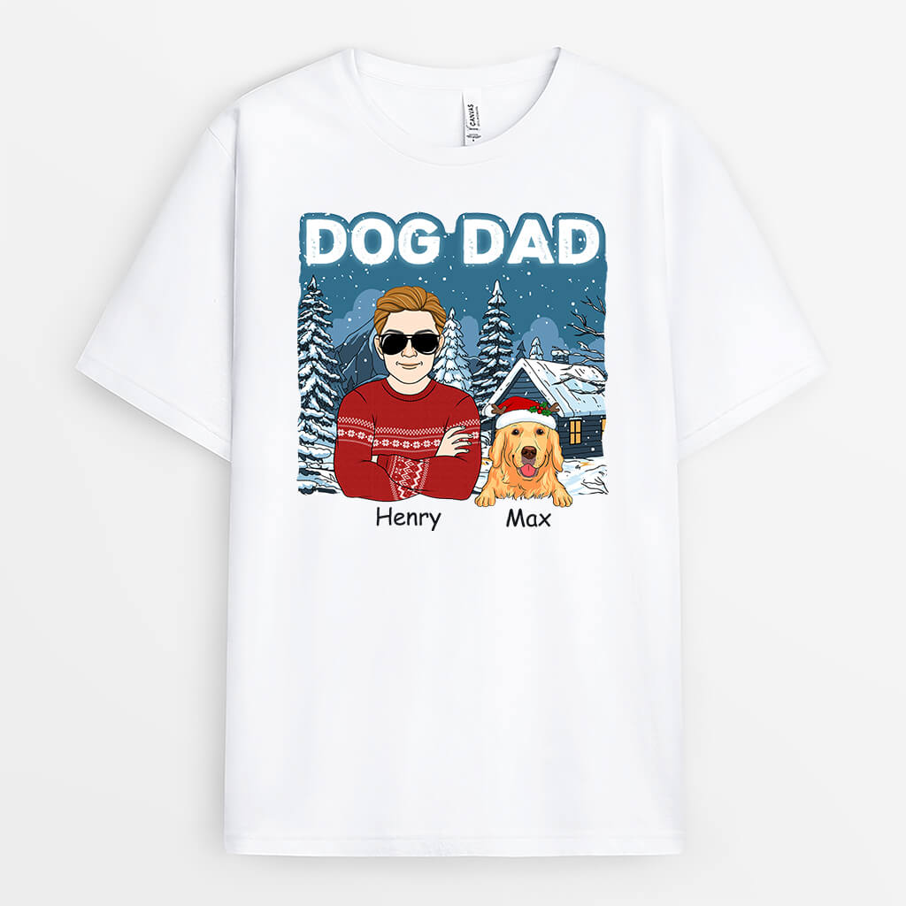 Winter Dog Dad - Personalized Merry Christmas Shirt for Dog Lovers