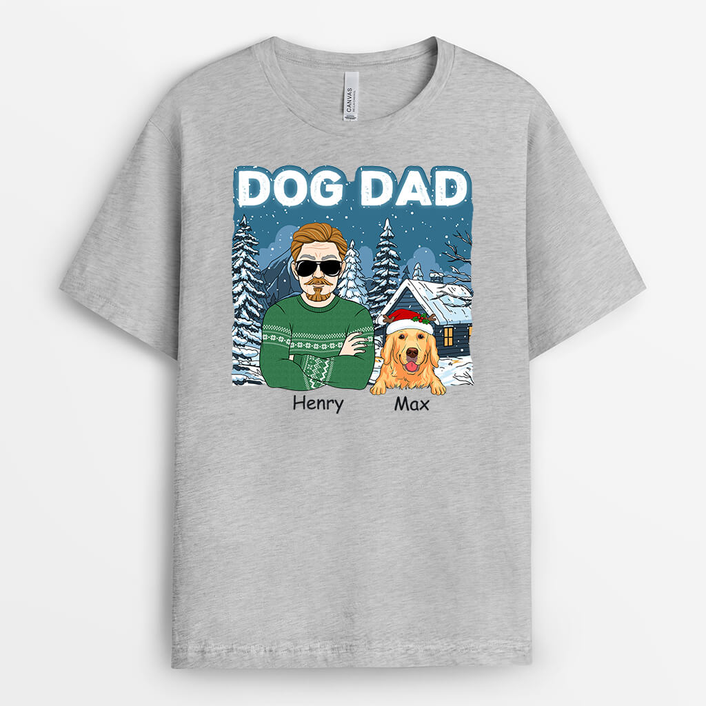 Winter Dog Dad - Personalized Merry Christmas Shirt for Dog Lovers