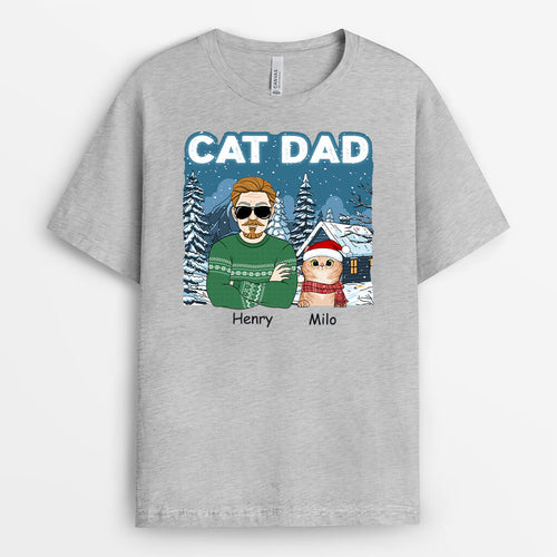 Cat Dad | Customized Christmas Graphic Tee Shirts for Cat Lovers