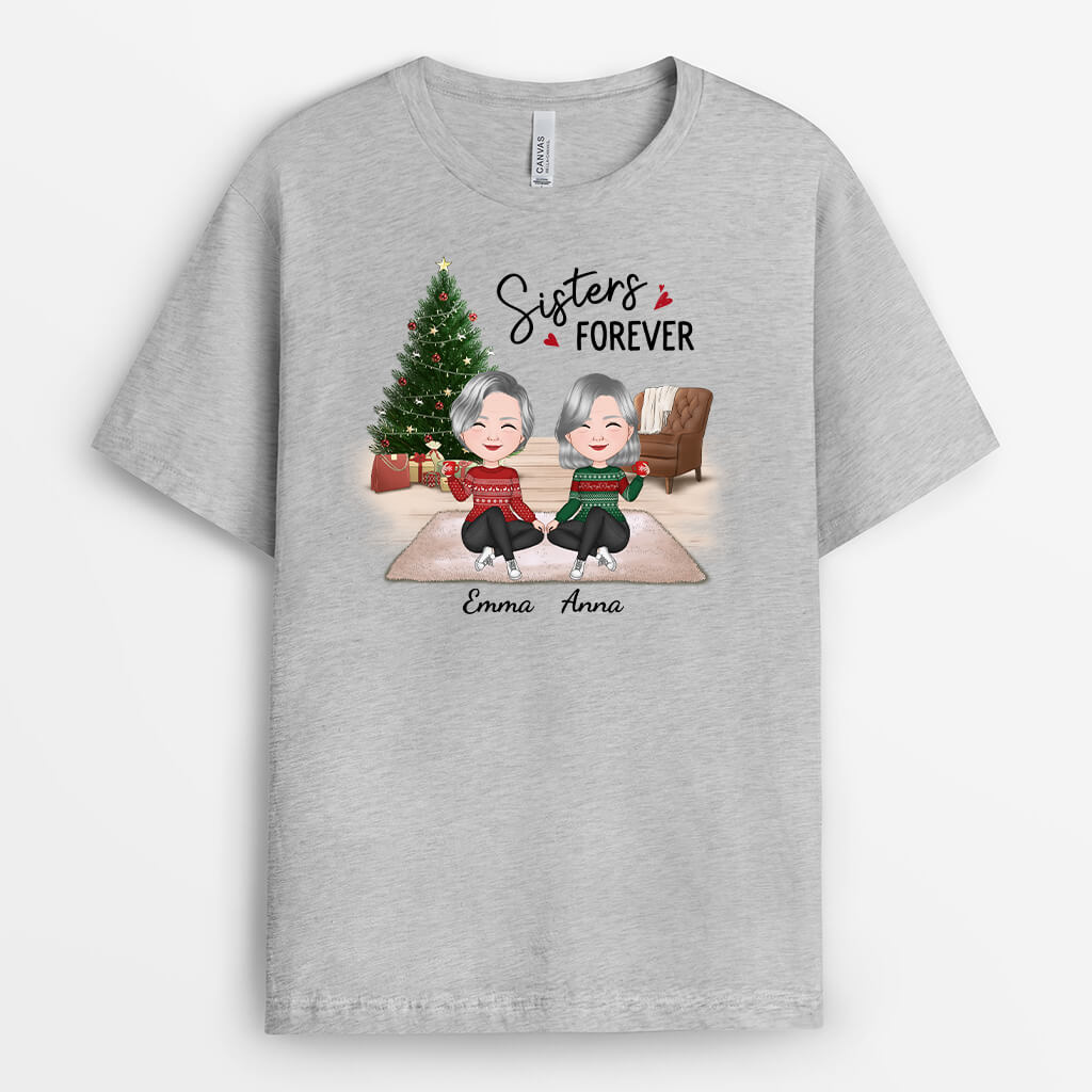 Personalized Sisters Forever Christmas T-shirt
