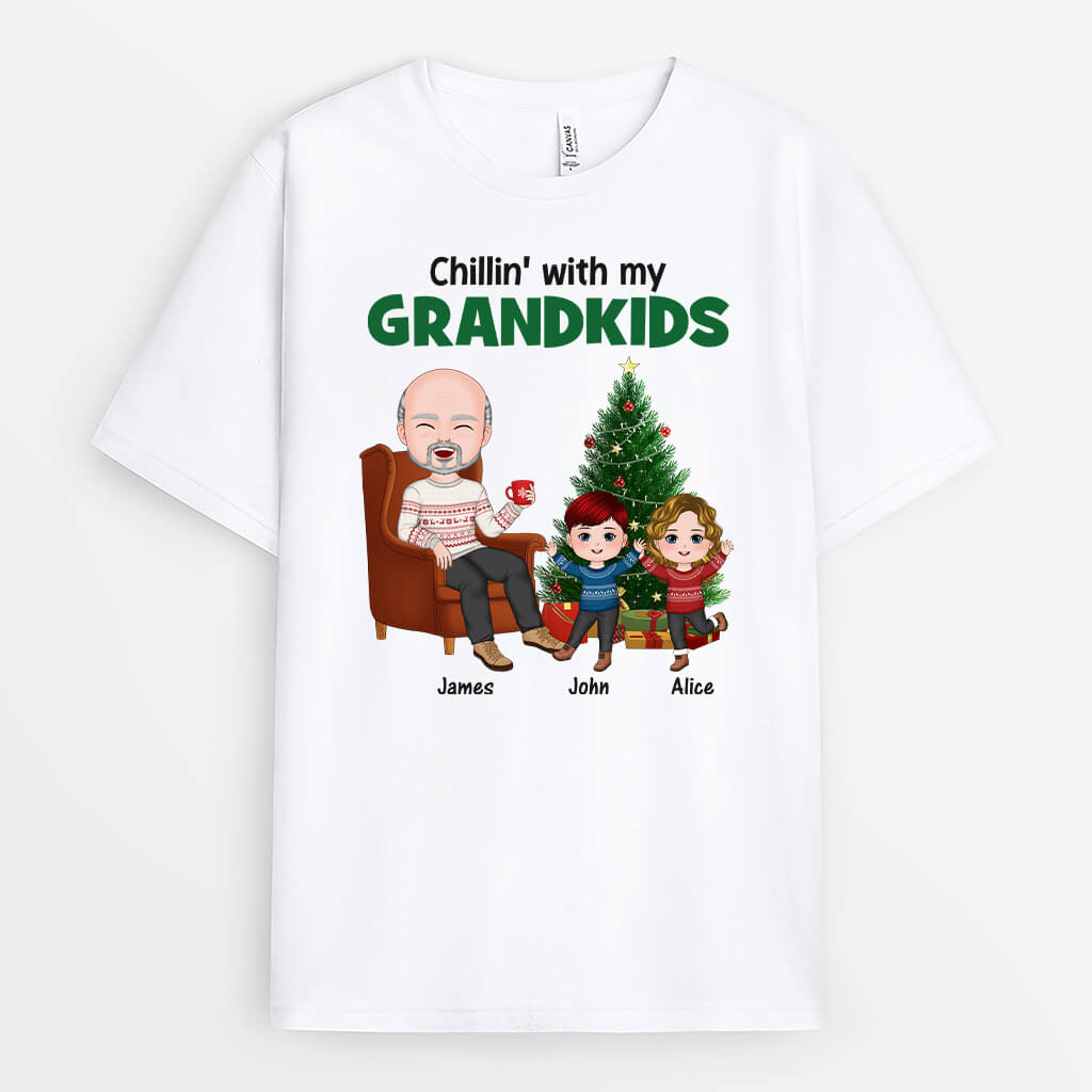 Personalized Chillin' With My Grandkids Christmas T-shirt