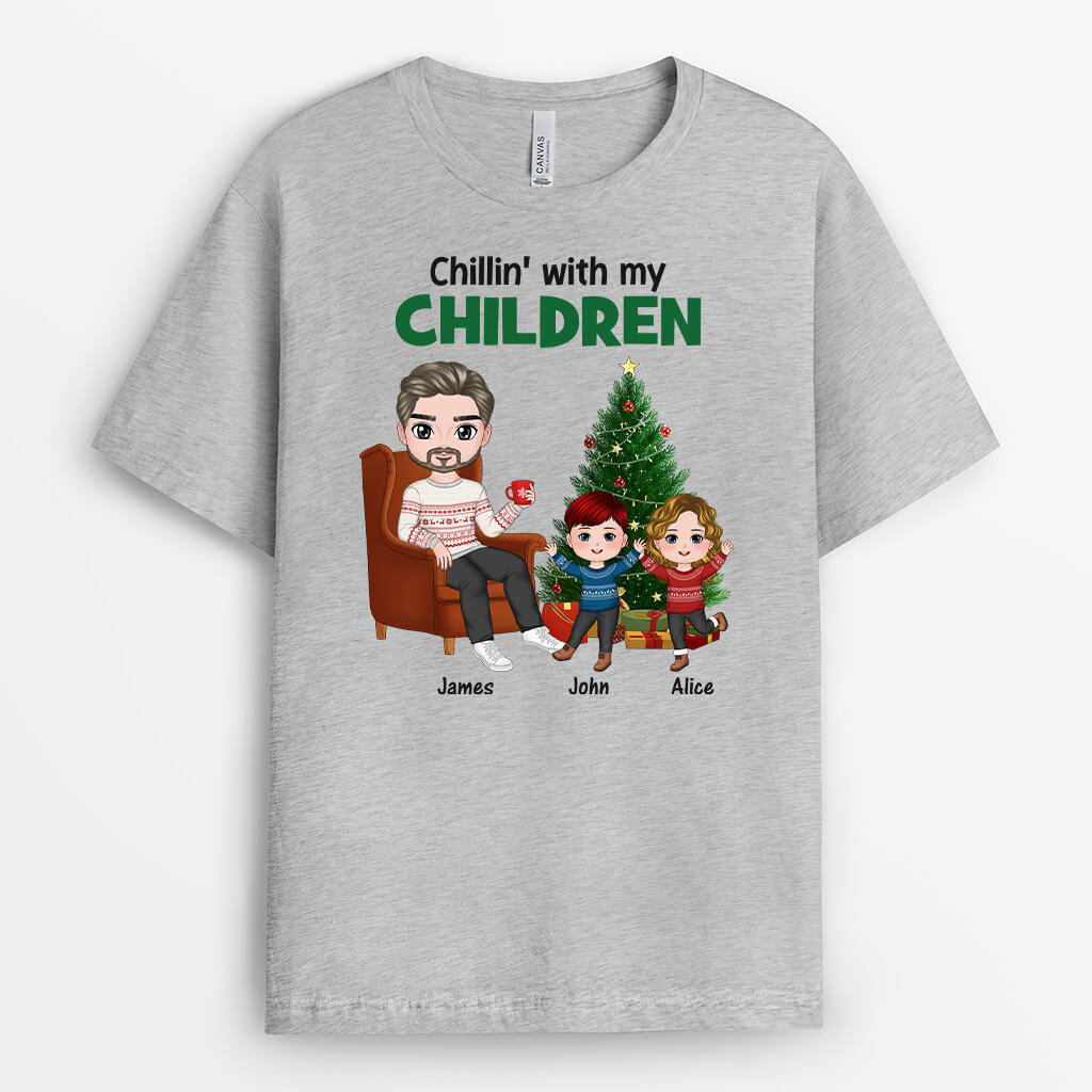Personalized Chillin' With My Grandkids Christmas T-shirt
