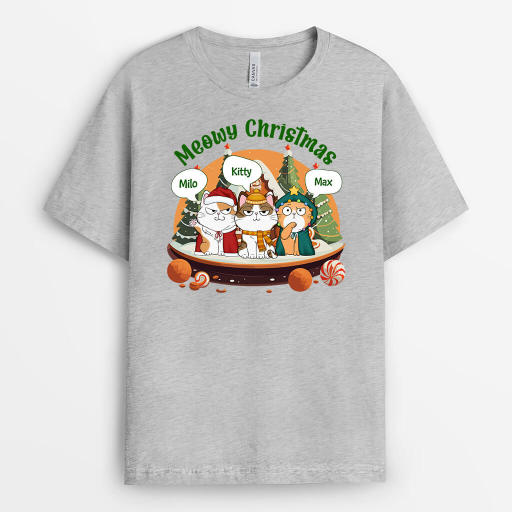 Personalized Meowy Christmas With Cookie House T-shirt