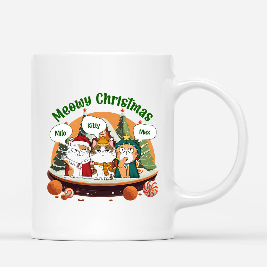 Personalized Meowy Christmas With Cookie House Mug