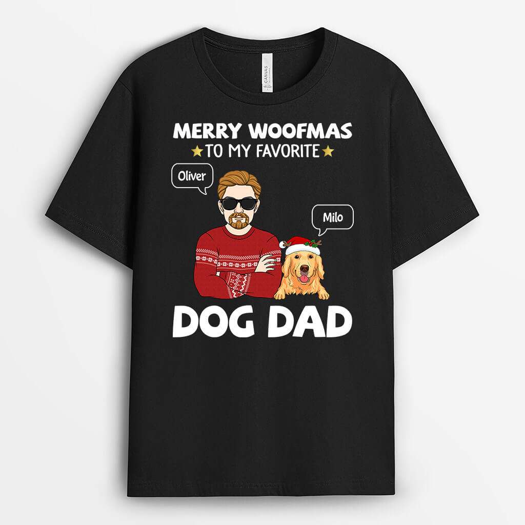 Personalized Merry Woofmas To My Favorite Dog Dad T-shirt