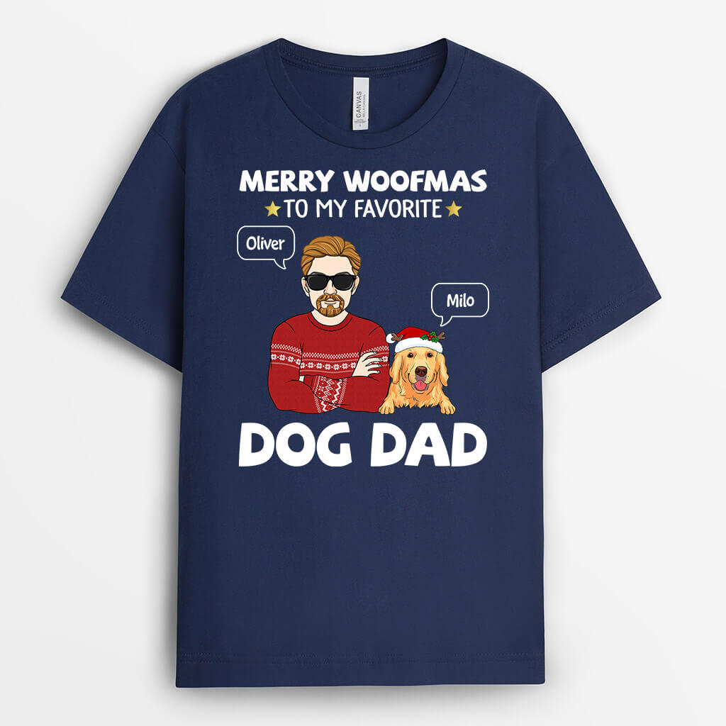 Personalized Merry Woofmas To My Favorite Dog Dad T-shirt