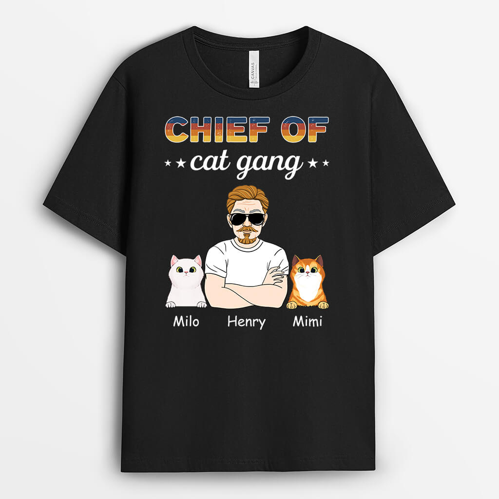 Chief of Cat Gang Shirt - Personalized Cat Apparel for Humans