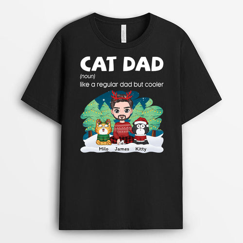 Cat Dad Like Regular But Cooler - Custom Christmas Shirts With Names for Cad Lovers