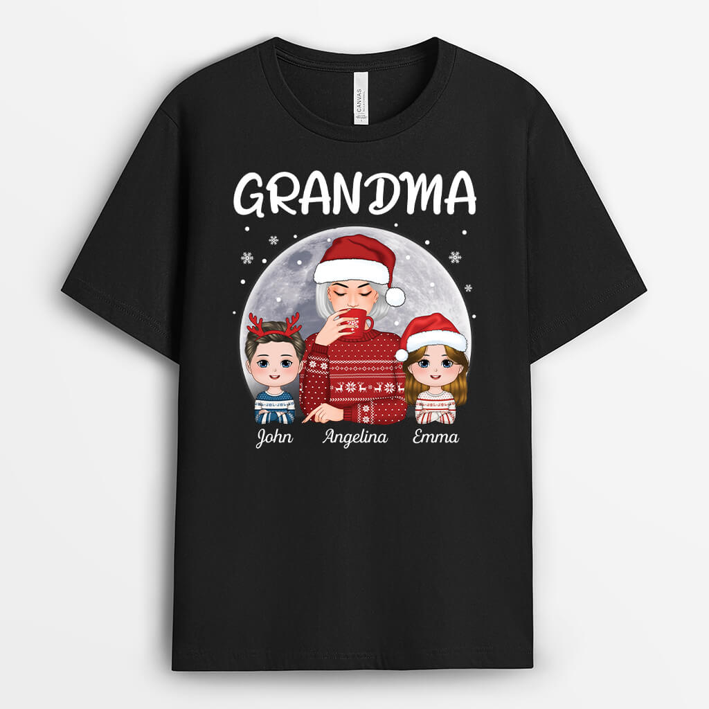 Personalized Grandma Christmas Shirts with Grandkids' Names