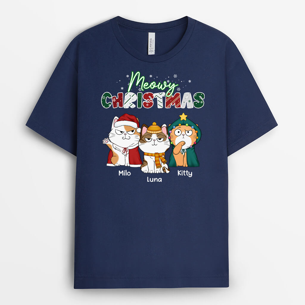 Personalized Meowy Christmas T-shirt
