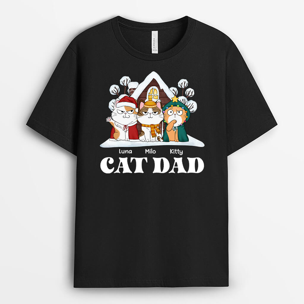 Personalized Cat Mom/Cat Dad Christmas House T-shirt