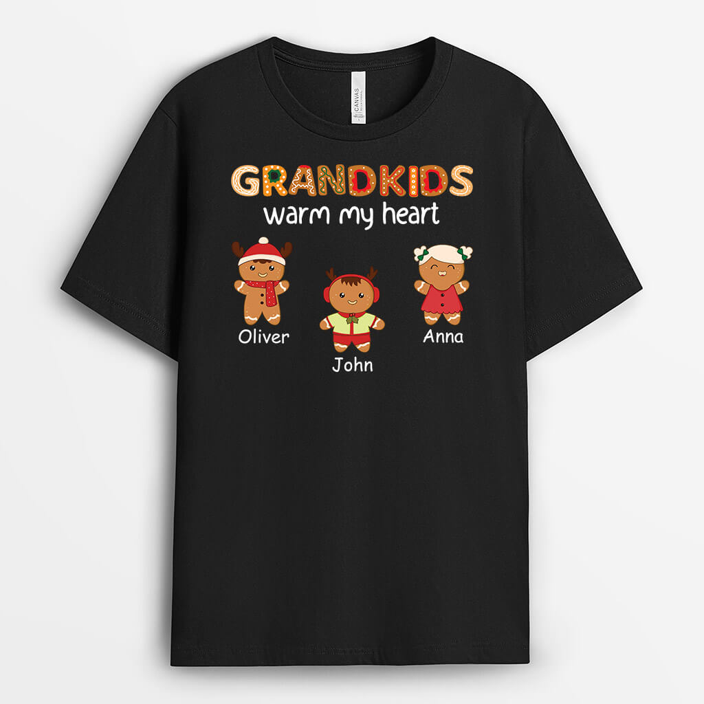 Grandkids Warm My Heart Gingerbread - Custom Merry Christmas Shirts