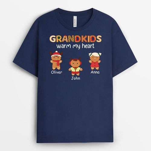 Grandkids Warm My Heart Gingerbread - Custom Merry Christmas Shirts
