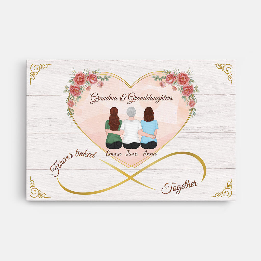 Personalized Mother And Daughters Forever Linked Together Canvas