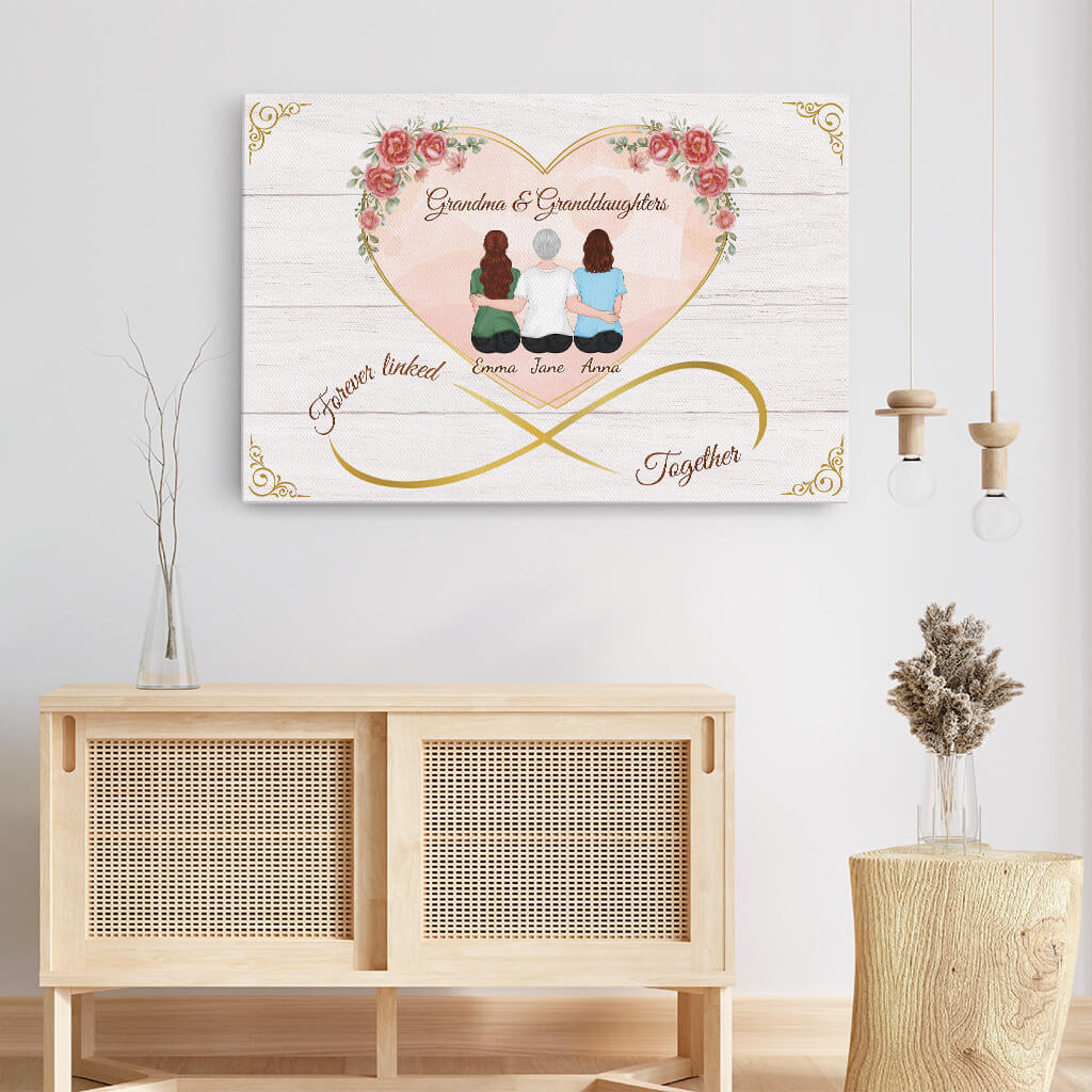 Personalized Mother And Daughters Forever Linked Together Canvas
