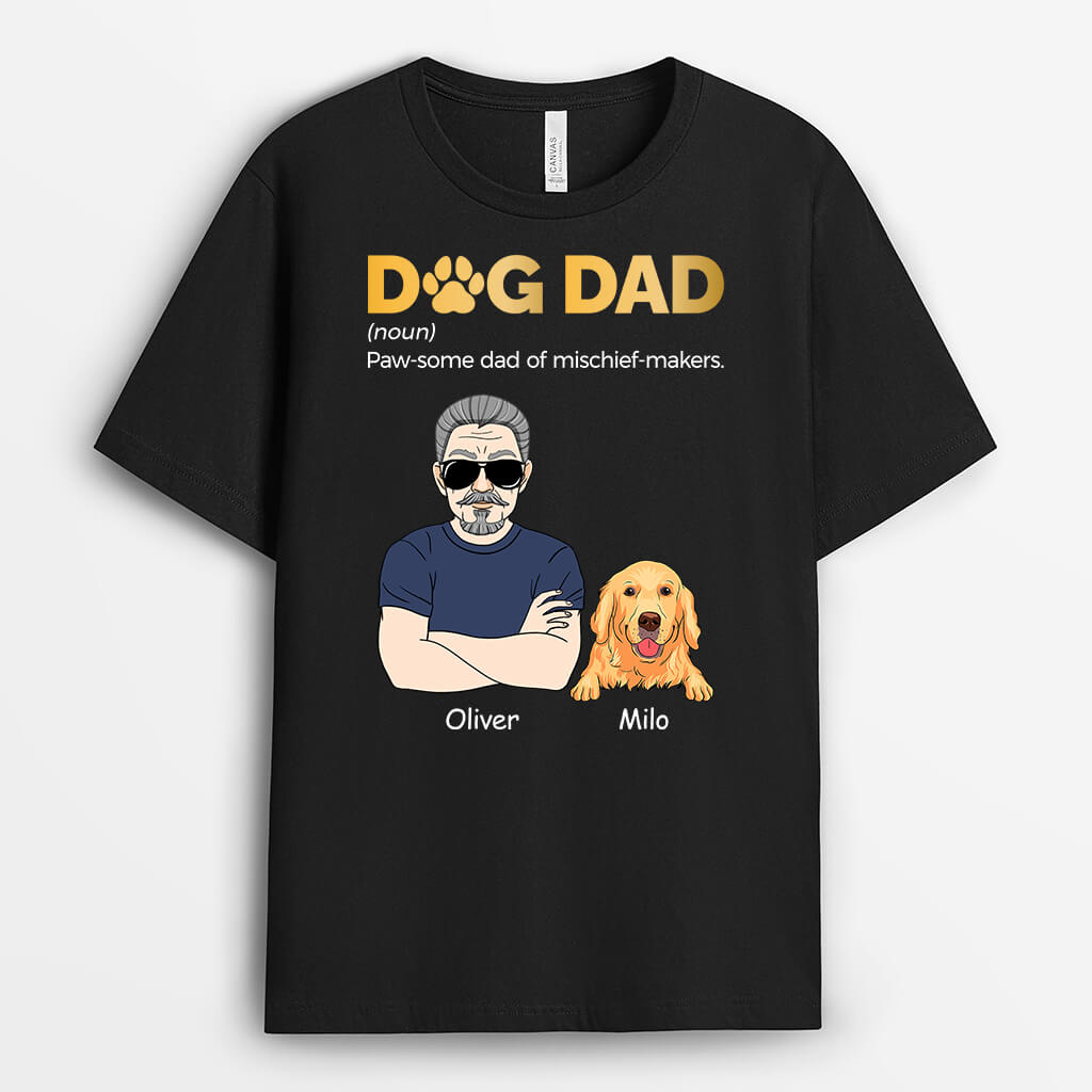 Personalized Dog Dad Paw-Some Dad Of Mischief-Makers T-shirt