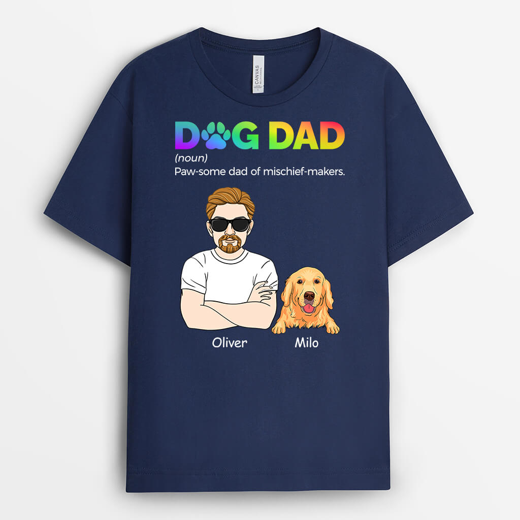 Personalized Dog Dad Paw-Some Dad Of Mischief-Makers T-shirt