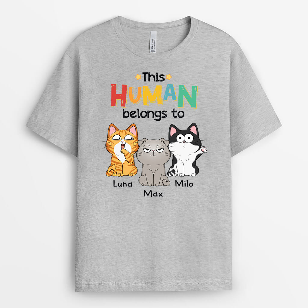 Custom Cat Shirts for Humans - This Human Belongs To Shirt