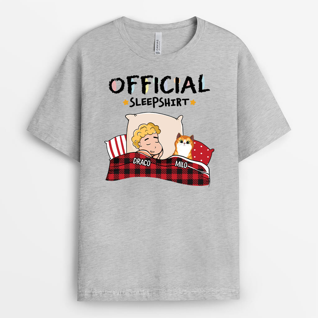 Official Sleepshirt With Cat - Personalized Cat T-Shirt