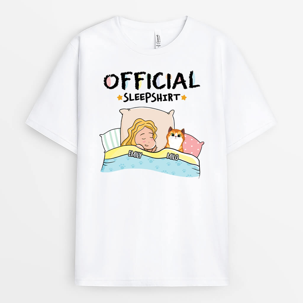 Official Sleepshirt With Cat - Personalized Cat T-Shirt