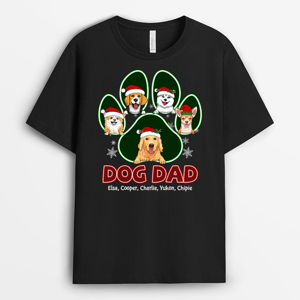 Personalized Dog Mom Dog Dad Paw Christmas T-shirt