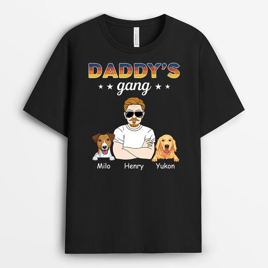 Personalized Daddy's Gang With Dog T-shirt
