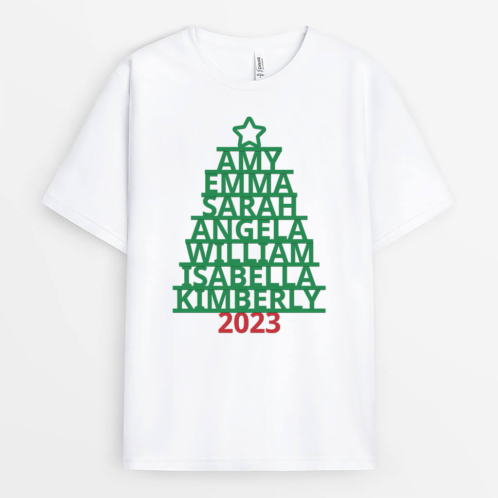 Personalized Family Christmas Tree T-shirt